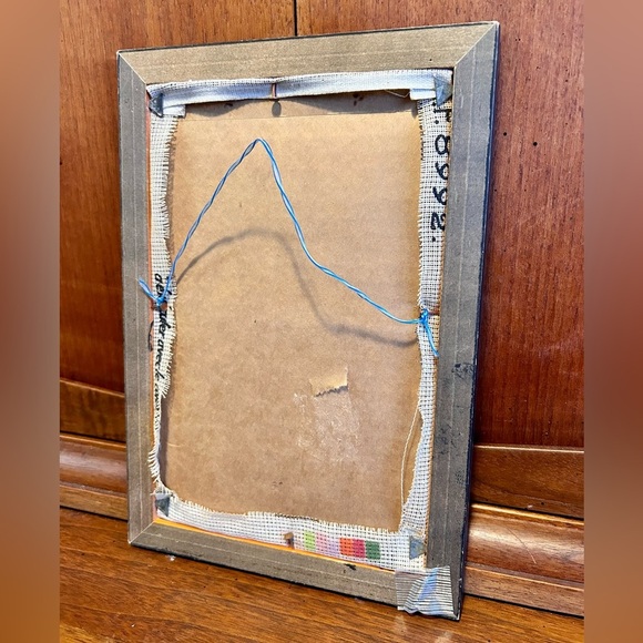 Vintage 60s/70s Black Contrast Floral Needlepoint Art Wall Hanging Picture - Picture 4 of 6